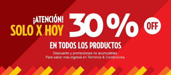 Banner HBS - Solo por Hoy - 30% OFF en todos los productos