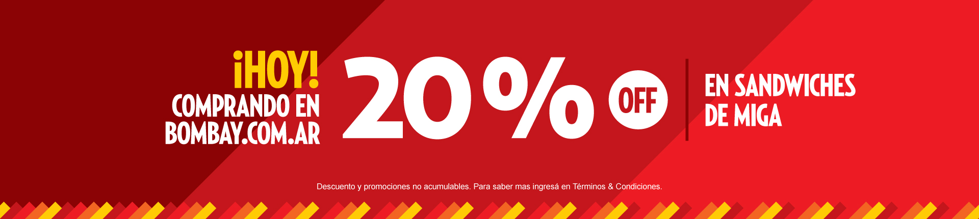 20% off en sandwiches en la web